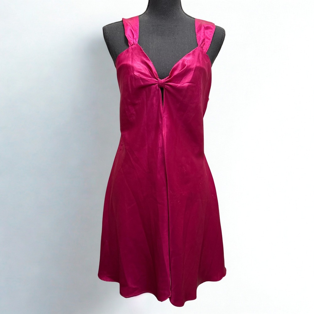 Vintage‎ Y2k Inner Most Pink Satin Bow Front Mini Slip Dress Medium